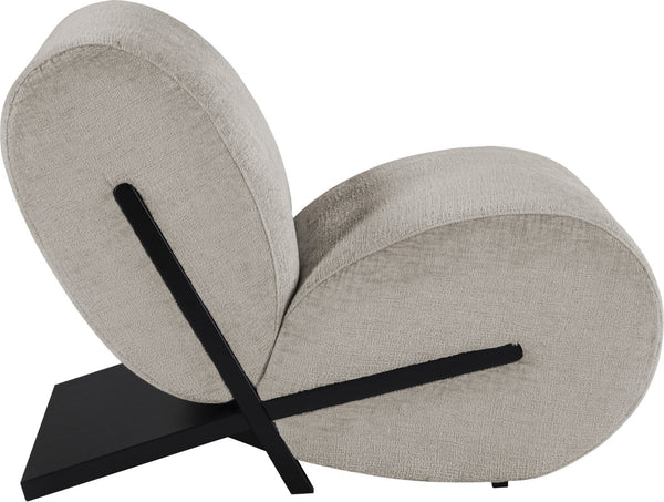 Meridian Furniture Akira Art Deco Sculptural Accent Chair with Plush Upholstery and Wood Base for Living Room Grey Style 2 33072Grey-C