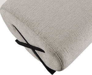 Meridian Furniture Akira Art Deco Upholstered Ottoman with Sculptural Solid Wood Base for Living Rooms Grey Style 2 33072Grey-Ott
