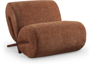 Meridian Furniture Akira Art Deco Sculptural Accent Chair with Plush Upholstery and Wood Base for Living Room Cognac Style 3 33073Cognac-C