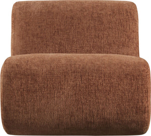 Meridian Furniture Akira Art Deco Sculptural Accent Chair with Plush Upholstery and Wood Base for Living Room Cognac Style 3 33073Cognac-C