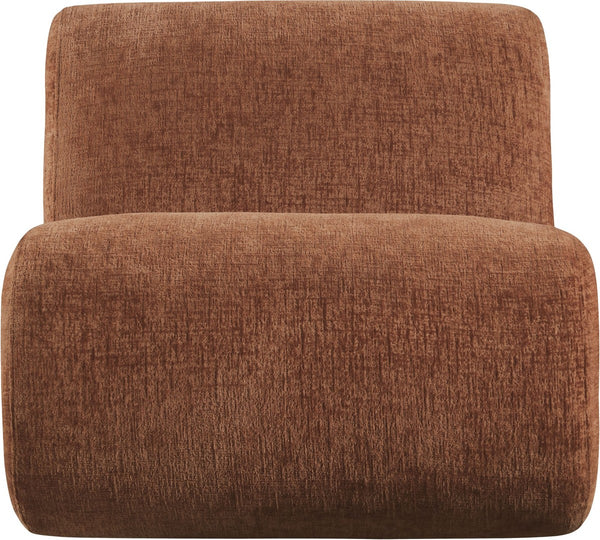 Meridian Furniture Akira Art Deco Sculptural Accent Chair with Plush Upholstery and Wood Base for Living Room Cognac Style 3 33073Cognac-C