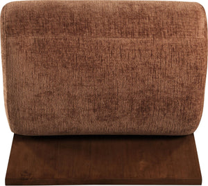 Meridian Furniture Akira Art Deco Sculptural Accent Chair with Plush Upholstery and Wood Base for Living Room Cognac Style 3 33073Cognac-C