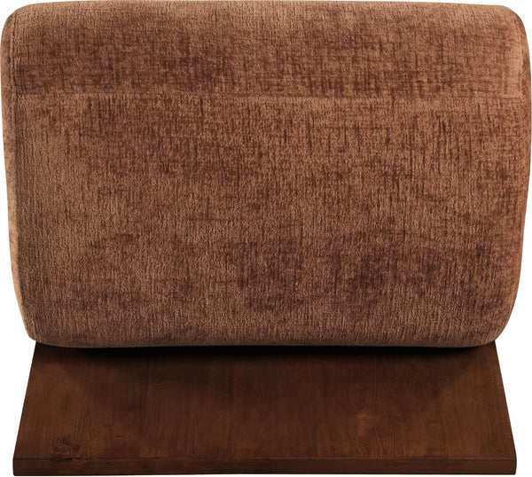 Meridian Furniture Akira Art Deco Sculptural Accent Chair with Plush Upholstery and Wood Base for Living Room Cognac Style 3 33073Cognac-C