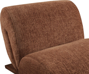 Meridian Furniture Akira Art Deco Sculptural Accent Chair with Plush Upholstery and Wood Base for Living Room Cognac Style 3 33073Cognac-C