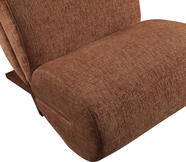 Meridian Furniture Akira Art Deco Sculptural Accent Chair with Plush Upholstery and Wood Base for Living Room Cognac Style 3 33073Cognac-C