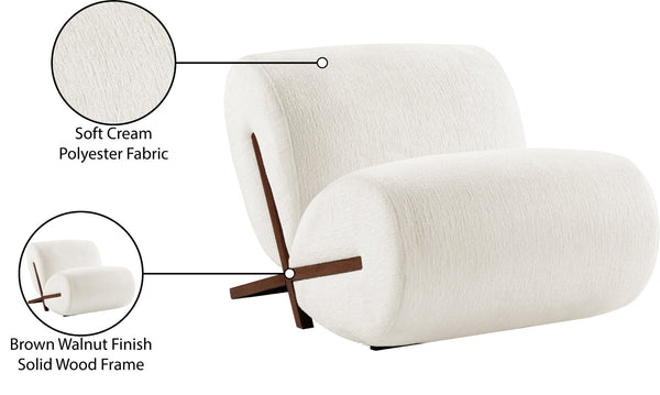 Meridian Furniture Akira Art Deco Sculptural Accent Chair with Plush Upholstery and Wood Base for Living Room Cream Style 3 33073Cream-C