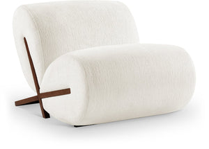 Meridian Furniture Akira Art Deco Sculptural Accent Chair with Plush Upholstery and Wood Base for Living Room Cream Style 3 33073Cream-C