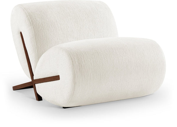 Meridian Furniture Akira Art Deco Sculptural Accent Chair with Plush Upholstery and Wood Base for Living Room Cream Style 3 33073Cream-C