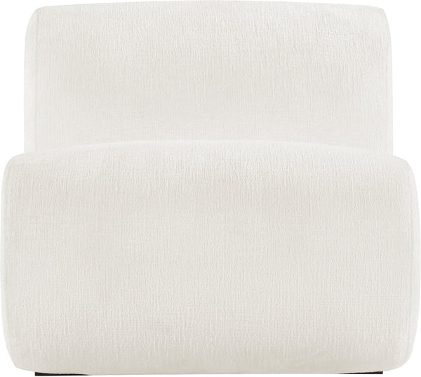 Meridian Furniture Akira Art Deco Sculptural Accent Chair with Plush Upholstery and Wood Base for Living Room Cream Style 3 33073Cream-C