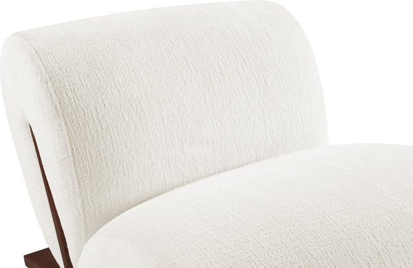 Meridian Furniture Akira Art Deco Sculptural Accent Chair with Plush Upholstery and Wood Base for Living Room Cream Style 3 33073Cream-C