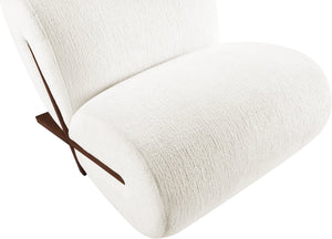 Meridian Furniture Akira Art Deco Sculptural Accent Chair with Plush Upholstery and Wood Base for Living Room Cream Style 3 33073Cream-C