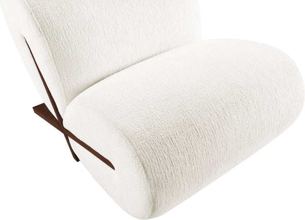 Meridian Furniture Akira Art Deco Sculptural Accent Chair with Plush Upholstery and Wood Base for Living Room Cream Style 3 33073Cream-C