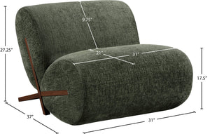 Meridian Furniture Akira Art Deco Sculptural Accent Chair with Plush Upholstery and Wood Base for Living Room Green Style 3 33073Green-C