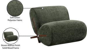 Meridian Furniture Akira Art Deco Sculptural Accent Chair with Plush Upholstery and Wood Base for Living Room Green Style 3 33073Green-C
