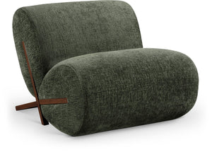 Meridian Furniture Akira Art Deco Sculptural Accent Chair with Plush Upholstery and Wood Base for Living Room Green Style 3 33073Green-C