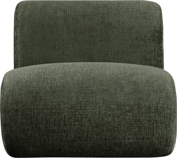 Meridian Furniture Akira Art Deco Sculptural Accent Chair with Plush Upholstery and Wood Base for Living Room Green Style 3 33073Green-C