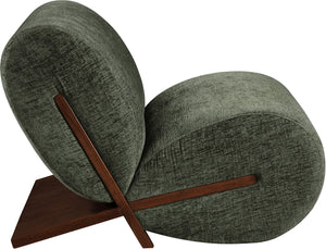 Meridian Furniture Akira Art Deco Sculptural Accent Chair with Plush Upholstery and Wood Base for Living Room Green Style 3 33073Green-C
