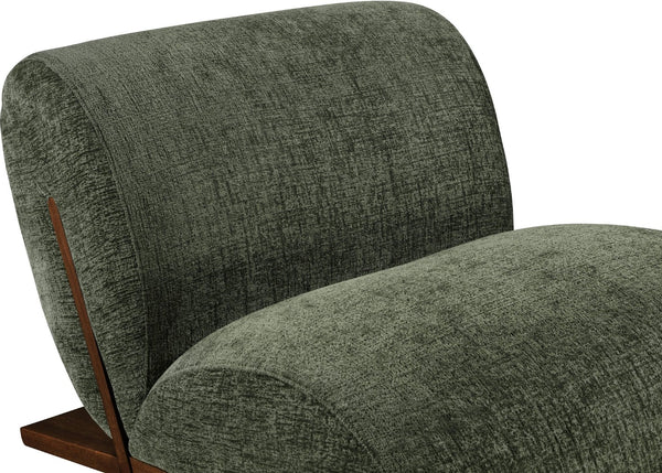 Meridian Furniture Akira Art Deco Sculptural Accent Chair with Plush Upholstery and Wood Base for Living Room Green Style 3 33073Green-C