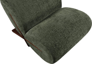 Meridian Furniture Akira Art Deco Sculptural Accent Chair with Plush Upholstery and Wood Base for Living Room Green Style 3 33073Green-C
