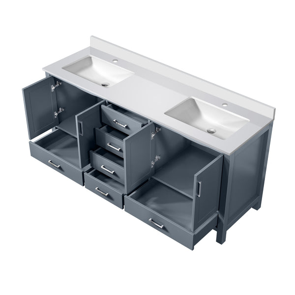 English Elm Dark Grey Double Bath Vanity 72" W X 22" D With Cultured Marble Top & Soft-Close Storage Solutions B2731P259104