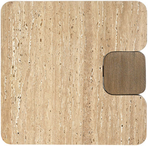 Meridian Furniture Ravenna Travertine Stone Top Oak Base Art Deco End Table for Living Room 33081Travertine-ET