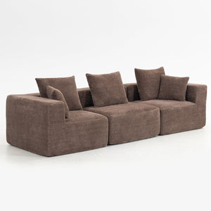 English Elm Modular Low Profile Sectional Sofa Plush Chenille Upholstery for Cozy Living Rooms Brown W3326S00030