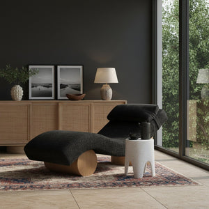 Meridian Furniture Marcella Art Deco Chaise Lounge with Sculptural Curves Plush Upholstery and Solid Wood Base Black 33085 33085Black
