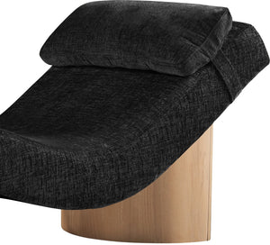 Meridian Furniture Marcella Art Deco Chaise Lounge with Sculptural Curves Plush Upholstery and Solid Wood Base Black 33085 33085Black