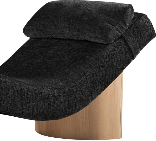 Meridian Furniture Marcella Art Deco Chaise Lounge with Sculptural Curves Plush Upholstery and Solid Wood Base Black 33085 33085Black