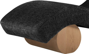 Meridian Furniture Marcella Art Deco Chaise Lounge with Sculptural Curves Plush Upholstery and Solid Wood Base Black 33085 33085Black