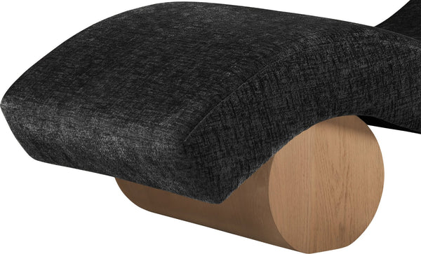 Meridian Furniture Marcella Art Deco Chaise Lounge with Sculptural Curves Plush Upholstery and Solid Wood Base Black 33085 33085Black