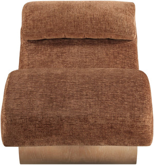 Meridian Furniture Marcella Art Deco Chaise Lounge with Sculptural Curves Plush Upholstery and Solid Wood Base Cognac 33085 33085Cognac