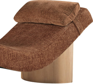 Meridian Furniture Marcella Art Deco Chaise Lounge with Sculptural Curves Plush Upholstery and Solid Wood Base Cognac 33085 33085Cognac