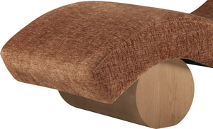 Meridian Furniture Marcella Art Deco Chaise Lounge with Sculptural Curves Plush Upholstery and Solid Wood Base Cognac 33085 33085Cognac