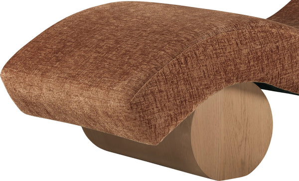 Meridian Furniture Marcella Art Deco Chaise Lounge with Sculptural Curves Plush Upholstery and Solid Wood Base Cognac 33085 33085Cognac