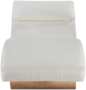 Meridian Furniture Marcella Art Deco Chaise Lounge with Sculptural Curves Plush Upholstery and Solid Wood Base Cream 33085 33085Cream