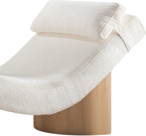 Meridian Furniture Marcella Art Deco Chaise Lounge with Sculptural Curves Plush Upholstery and Solid Wood Base Cream 33085 33085Cream