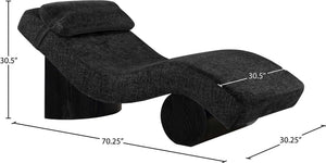 Meridian Furniture Marcella Art Deco Chaise Lounge with Sculptural Curves Plush Upholstery and Solid Wood Base Black 33086 33086Black