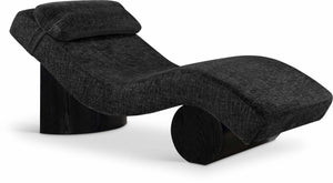 Meridian Furniture Marcella Art Deco Chaise Lounge with Sculptural Curves Plush Upholstery and Solid Wood Base Black 33086 33086Black