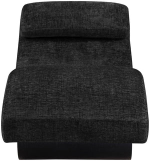 Meridian Furniture Marcella Art Deco Chaise Lounge with Sculptural Curves Plush Upholstery and Solid Wood Base Black 33086 33086Black