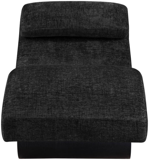 Meridian Furniture Marcella Art Deco Chaise Lounge with Sculptural Curves Plush Upholstery and Solid Wood Base Black 33086 33086Black