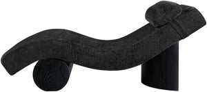 Meridian Furniture Marcella Art Deco Chaise Lounge with Sculptural Curves Plush Upholstery and Solid Wood Base Black 33086 33086Black