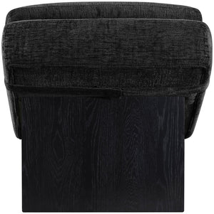 Meridian Furniture Marcella Art Deco Chaise Lounge with Sculptural Curves Plush Upholstery and Solid Wood Base Black 33086 33086Black