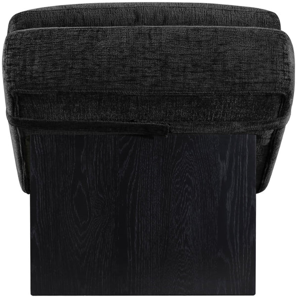 Meridian Furniture Marcella Art Deco Chaise Lounge with Sculptural Curves Plush Upholstery and Solid Wood Base Black 33086 33086Black