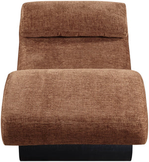 Meridian Furniture Marcella Art Deco Chaise Lounge with Sculptural Curves Plush Upholstery and Solid Wood Base Cognac 33086 33086Cognac