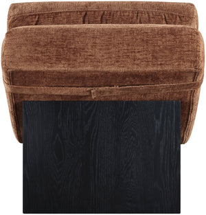 Meridian Furniture Marcella Art Deco Chaise Lounge with Sculptural Curves Plush Upholstery and Solid Wood Base Cognac 33086 33086Cognac