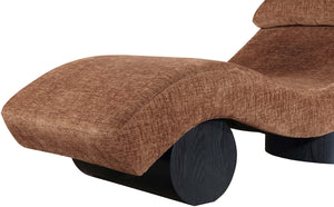 Meridian Furniture Marcella Art Deco Chaise Lounge with Sculptural Curves Plush Upholstery and Solid Wood Base Cognac 33086 33086Cognac