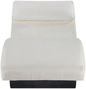 Meridian Furniture Marcella Art Deco Chaise Lounge with Sculptural Curves Plush Upholstery and Solid Wood Base Cream 33086 33086Cream