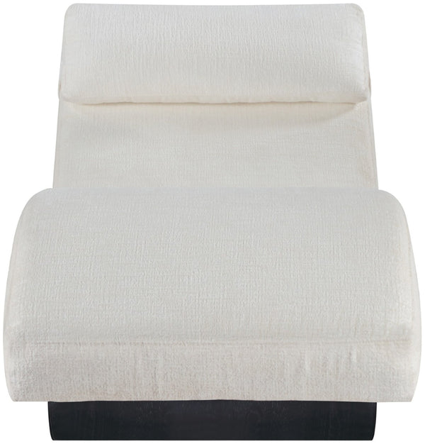 Meridian Furniture Marcella Art Deco Chaise Lounge with Sculptural Curves Plush Upholstery and Solid Wood Base Cream 33086 33086Cream
