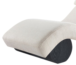 Meridian Furniture Marcella Art Deco Chaise Lounge with Sculptural Curves Plush Upholstery and Solid Wood Base Cream 33086 33086Cream